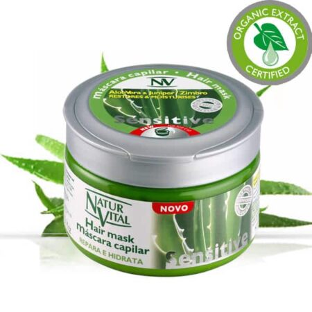 Sensitive Hair Mask - NaturVital Hair Care Products. NaturesWell UK - Ireland - Its unique formula perfectly combines a high skin tolerance and the effectiveness of natural Aloe Vera and Juniper extracts, providing intense hydration and softness to hair. It is particularly suitable for dry, dull and damaged hair. Contains no dyes, silicones, parabens preservatives or mineral oils. Bio Extract Certifies. SUITABLE FOR VEGANS